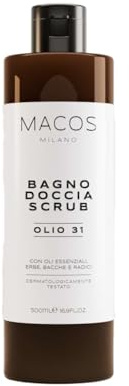 MACOS MILANO Badrumsduschskrubb för torr hud med 31 örter - Delikat Body Exfoliant för daglig användning - Naturlig Parabenfri skrubb - 500 ml förpackning