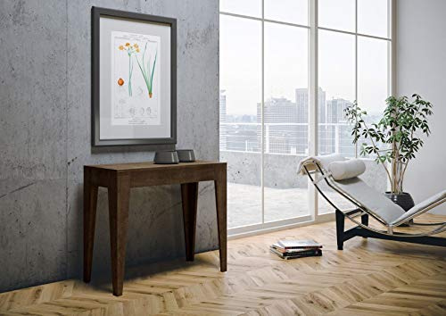 IMAGO FACTORY Isetta – Consola extensible, mesa extensible para comedor (hasta 302 cm), mueble consola para recibidor, mesa de cocina extensible, fabricada en Italia (nogal)