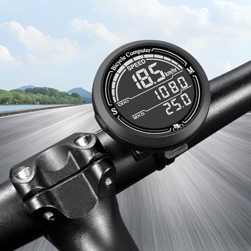 AMOMYDOG Contachilometri Bici, 19 Funzioni Ciclocomputer Bici con Display LCD Retroilluminato, Impermeabile Computer Bici Conta km Bici per Distanza di Tracciamento Velocità Accessori Bici