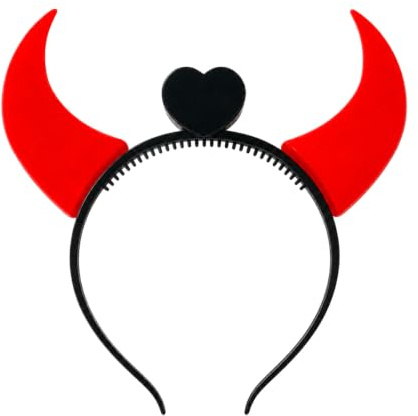BF Souvenirs 1x LED Haarreif DEVIL in 3 Farben leuchtend Teufels-Hörner mit Herz Party Junggesellinnen Abschied Halloween Volksfest Kinder-Geburtstag Konzert Herz Teufelchen Engel