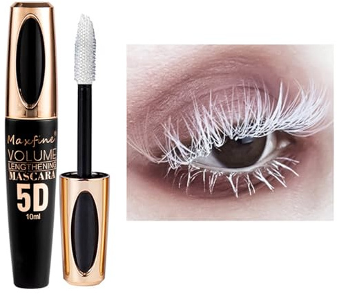 Mascara télescopique violet 5D pour les yeux,Imperméable à l'eau,Longue durée,Effet bouclé,Mascara anti,clump,Effet faux cils,Utilisation pour cosplay (Tuyau noir - Blanc)
