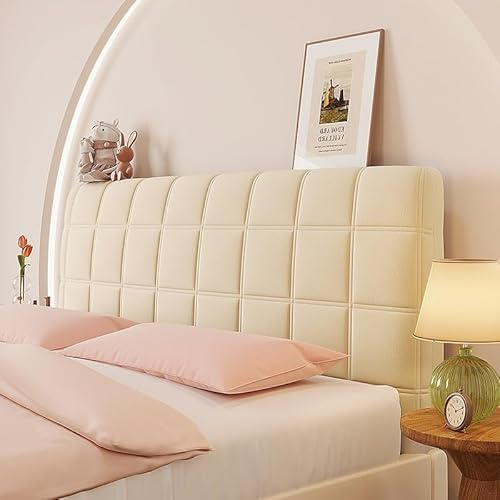 Dehnbarer, Abnehmbarer Bettkopfteilbezug, Schutz füR Leder und Holzkopfteile füR Die Schlafzimmerdekoration in Voller(Beige,180cm/71in)