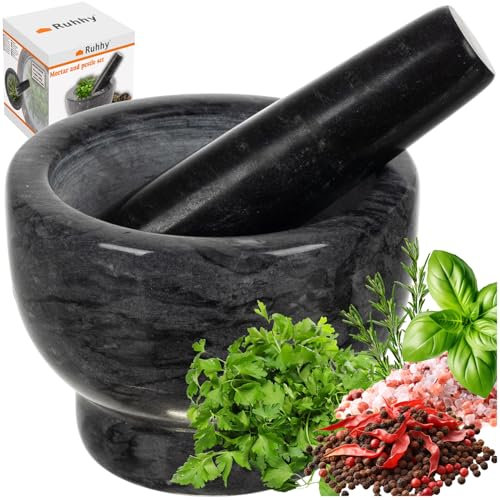 Juego de mortero con mortero de mármol, diámetro de 12,5 cm, interior pequeño y extremo rugoso, robusto, duradero, para especias, hierbas, núcleos, nueces, 24576