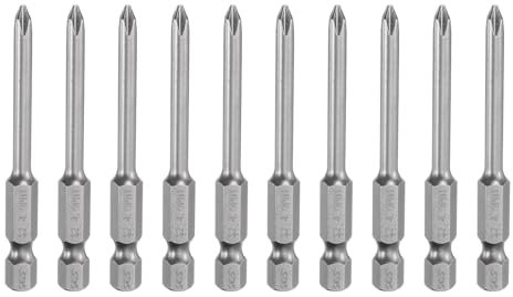 QUARKZMAN 10pcs Embout de tournevis cruciforme Phillips #1 PH1 Tige hexagonale de 1/4 Longueur de 2,56 (65mm) en acier S2 magnétique de qualité industrielle 0,157 (4mm) Tige