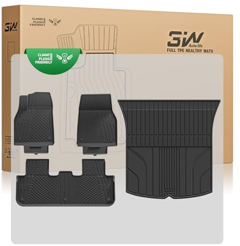 3W Tapis de Sol pour Tesla Model Y Juniper 2025 2026, Compatible avec Model Y Standard 2026 et Premium/Performance, Set 4 Pièces en Thorex™, Protection Toutes Saisons, Antidérapant et Imperméable