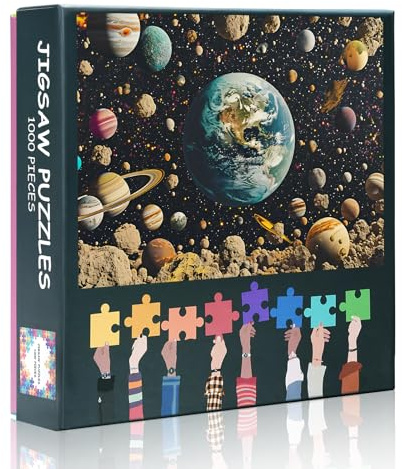 1000-Piece Outer Space Jigsaw Puzzle for Adults - Planets, Stars & Galaxies Art with Premium Puzzle Board, Challenging Astronomy Puzzles for Adults - 27.5x19.7 Inches