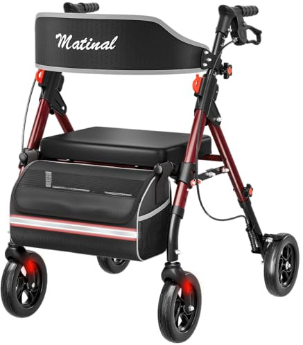 Matinal Leichtgewicht Rollator faltbar mit Sitz, Bis (160 kg) belastbar