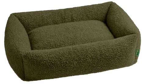 HUNTER Hundesofa KUMARA, Farbe: Khaki, kuschelig weicher Teddyplüsch, Rutschhemmende Unterseite, wendbares Innenkissen, trendig, großzügige Füllung, Bezug maschinenwaschbar, Größe: 60 x 40 cm