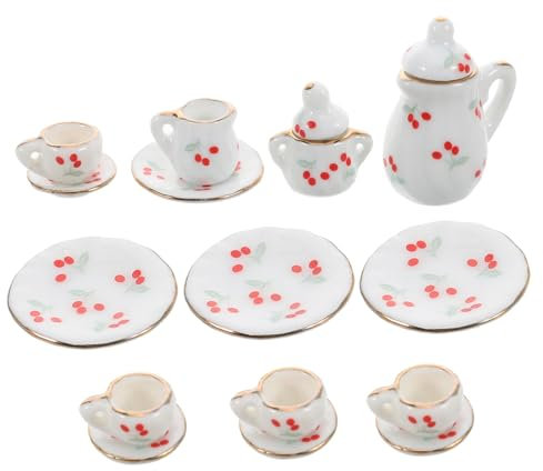 HANABASS 15 Piezas De Vajilla En Miniatura para Comida Y Juguetes Tazas De Té Modelos De Comida para Casa De Muñecas Decoraciones De Juguetes Platos para Casa De Muñecas Mini Teteras