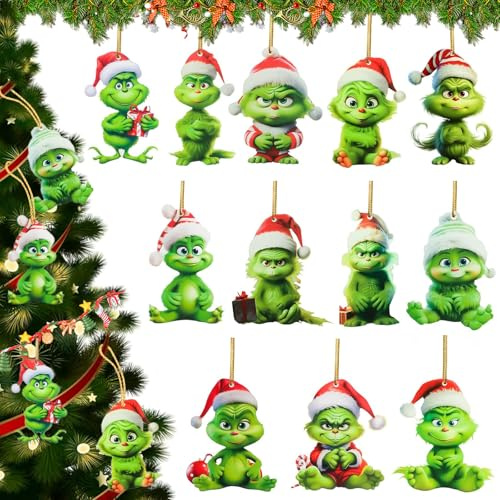 JrnSvp Weihnachten Deko, Weihnachtsdeko, 12 Stück Weihnachten Accessoires, Weihnachtsbaumschmuck Hängende Ornament, Christbaumschmuck Geeignet Für Weihnachts-Familienfeiern