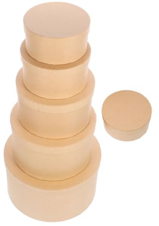 minkissy 6stücke Runde Geschenkboxen aus Kraftpapier Diy-kartonboxen mit Deckel Geschenkverpackungsboxen für Hochzeit und Festlichkeiten Leere Geschenkboxen zum Bemalen