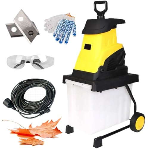Electric Garden Shredder, 2500w Branch Crusher With 45l Collection Box, Max Diameter 45mm, Leaf Mulcher Compost Shredder, Silent Wood Chipper, For Yard Cleanup Leaves Branches 20cm-power-cord