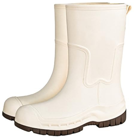 Laquieio Stivali Da Donna Gomma Impermeabile Stivaletti Da Pioggia Slip On Da Pioggia A Mezza Altezza Alti Boot Leggero Galosce Per Esterno E Giardino-Nero-39