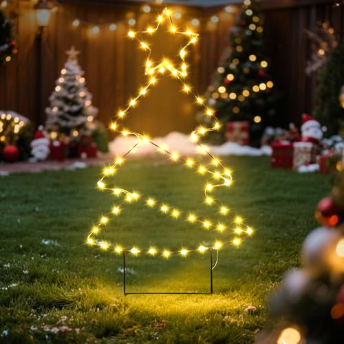 LED Gartenstecker Weihnachten, Weihnachtsdeko Outdoor 8 Beleuchtungsmodi Weihnachtsbeleuchtung Außen Batterie mit Timer LED Weihnachtsdeko Außen Wasserdichte Gartensteckleuchten für Gärten (B)