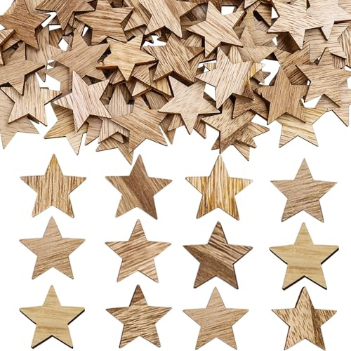 ParPix Holzsterne zum Basteln Groß 4 cm, 100 Stück Holz Sterne Deko Weihnachten, Tischdeko Streudeko Weihnachten,Holzsterne Kleine,Stern Weihnachts Konfetti,Holzsternen Geburtstag Weihnachtsdeko Tisch