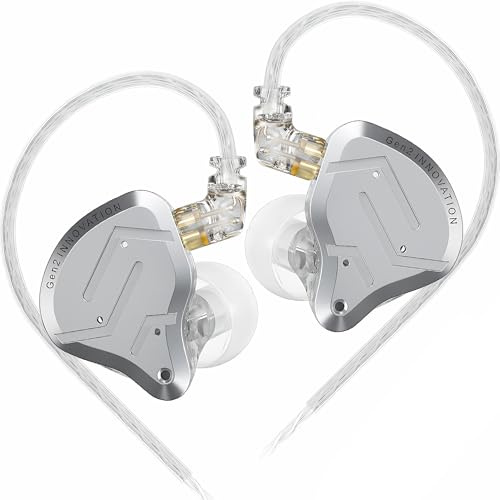 KZ ZSN Pro 2 Écouteurs intra-auriculaires en métal 1BA + 1DD Technologie hybride HiFi basses Son clair IEM Annulation du bruit Écouteurs filaires pour musiciens, chanteurs, audiophiles (sans micro