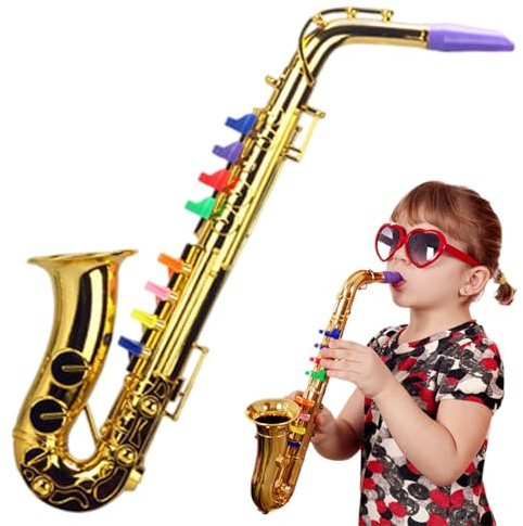 Joygoodta Realistisches Plastikspielzeug-Saxophon, frühpädagogisches Saxophonspielzeug für Kinder, Kleinkinder und Kinder