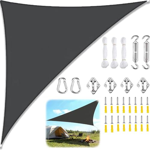 Voile d'ombrage Triangulaire, Toile Ombrage Imperméable Protection Solaire avec Kit de Fixation de Corde, Filet Dombrage Triangle pourJardin Terrasse Balcon Extérieur-Dark Gray||4.5x4.5x4.5M