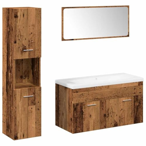 HETFTJN 5-Piece Bathroom Vanity Set with Ceramic Sink, 35-Inch Wood Look