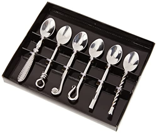 Jean Dubost Créations 6 Cuillères à Moka Acier Inoxydable Coffret Moka, Noir | Compatible lave-vaisselle
