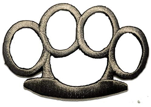 Brass Knuckles - Iron on Patches Adhesive Emblem Stickers Appliques, Size: 3.27 x 2.17 inches