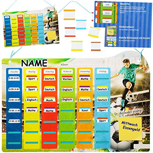 alles-meine.de GmbH Stundenplan Fussball incl. Name - zum Einstecken - mit austauschbaren Schulstunden + Notizzettel - für die Schule - Schulanfang Schulstunden Grundschule V..