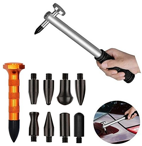 GS 10pcs Car Body Paintless Dent Removal Tools Aluminum Dent Hammer With Knock Down Head Tap Down Tools Set Dent Repair Kit