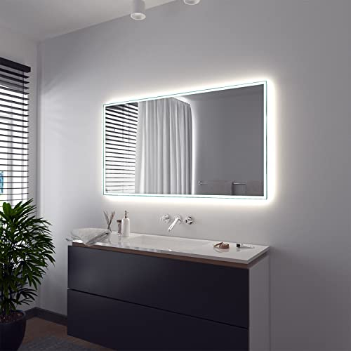 SARAR Badspiegel Spiegel Badezimmerspiegel mit LED-Beleuchtung 170x90 cm Made in Germany Eckiger Wandspiegel Mirror Spiegel Bad mit Licht Designo MA4123
