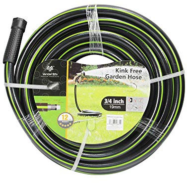 Worth Garden Hose 3/4 in. x 100 ft. - Heavy Duty Lightweight PVC Water Hose - Flexible, No Kink, Leakproof, Male to Female Fittings - 200PSI Work & 500PSI Burst, for Lawn, Gardening & Commercial Use
