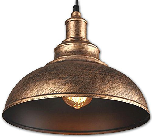 TOHMLAPE Hängeleuchte Industrielampe Vintage Lampenschirm E27 LED Lampen Hängelampe Hängeleuchte Deckenleuchte Pendelleuchte Edison Industriebeleuchtung Eisen Kürbisflasche Lampe Φ 30cm,Bronze