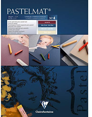 Clairefontaine – Lote de 10 bloques pastelmat n.º 4 18 x 24 12 F 360 g azul claro y azul oscuro – Lija de vino y arena