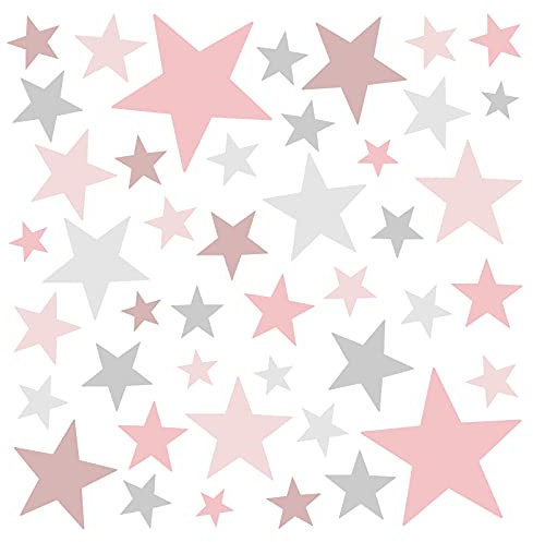 Little Deco Wandtattoo 60 Sterne rosa grau DL404