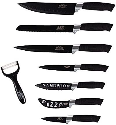 Qualität schwarz Messerset ergonomische Form und scharfe Klinge deutsches Design Oberfläche mit antibakterieller Technologie