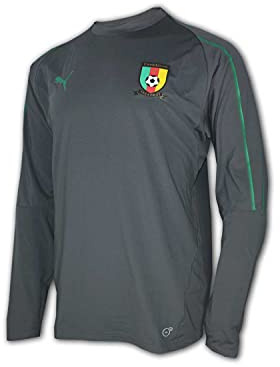 PUMA FCF Kamerun Training Sweat grau Cameroon Sweatshirt Trainingstop Jersey, Größe:M