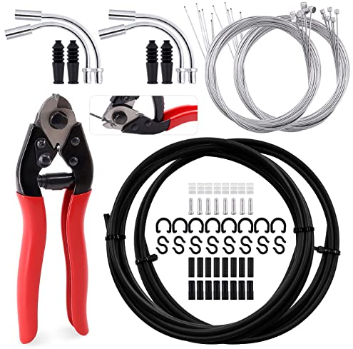 Glarks 73Pcs Bike Brake Kit - Including Brake Line, Noodle, Shifter Cable Housing & Cutter for Road & Mountain Bicycle