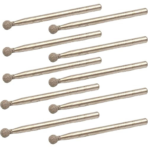 10 brocas de cabeza esférica de bola de diamante, herramientas rotativas de punta montada para tallar, grabado, lijado (3 x 4 mm)