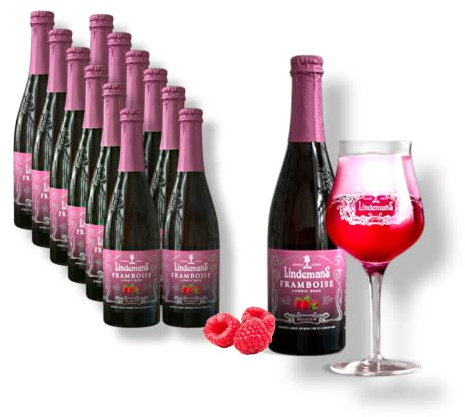 12 x 0,25l Lindemans Framboise - fruchtiges Lambic- Bier aus Belgien | Traditionelles belgisches Himbeer-Lambic mit intensiv fruchtigem und angenehm süß-säuerlichem Geschmack.