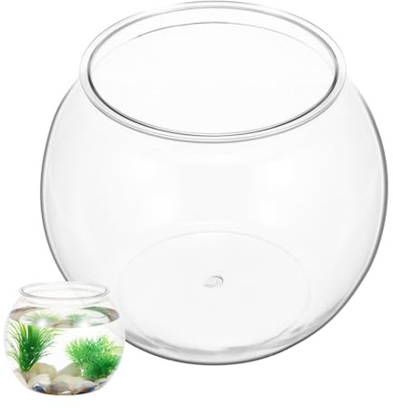 VILLCASE 1.5 Gallon Clear Plastic Fish Bowl Small Round Desktop Fish Tank Ornamental Tank for Home Office Garden Decoration Shatter Resistant Aquarium