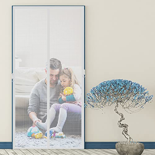 Fliegengitter Mit Magneten 175x200cm, Fliegenvorhang Insektenschutz schneller Aufbau Insektenschutz Balkontür Mit Magnetband Ideal für EingangstüRen terrasse tür, Weiss