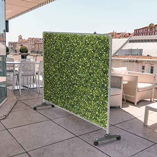 ECOOPTS H40 x W60 Artificial Plant Hedge Room Divider with Wheels, Movable Privacy Fence Panel Backdrop Divider Decoration for Indoor Outdoor