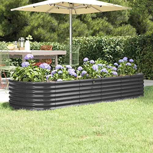 puraday Hochbeete Für Garten 224x80x36 cm Blumenkasten Pflanzkasten Terrasse Pflanzkübel Gemüsebeet Kräuterspirale XXL Hochbeet Metall Hochbeet Stahl Hochbeet Groß XXL Gartenbeet Anthrazit