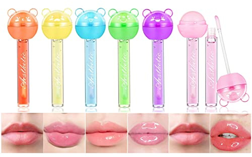 BeauFairy 2-in-1 Lippenbalsam Lipgloss Set, 6 Stück, Doppelzweck Lutscher Lippenstift, Farblos Lipgloss Durchsichtig, Feuchtigkeitsspendend Lip Oil, Long Lasting Glossy Nicht Klebriges Lip Makeup