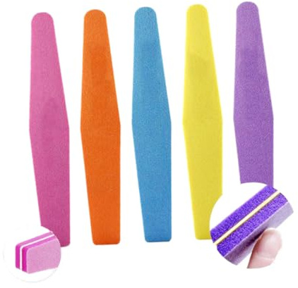 Lima de Uñas de Esponja Pulidor de Uñas 5piezas para Manicura | Sandpaper y Sponge, Natural y False Nails, Lavable y Portátil, Uso Profesional Casa Color Aleatorio