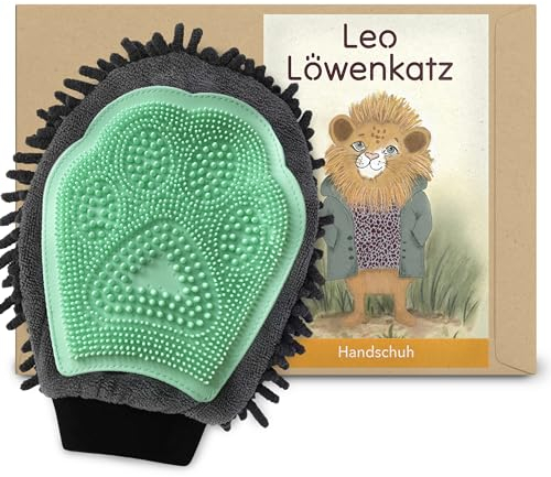 LEO LÖWENKATZ Fellpflegehandschuh für Katzen, 2 in 1: Katzenbürste für die Fellpflege von Katzen und Rückseite für Massage und Reinigung