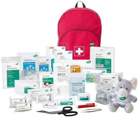 WERO Erste Hilfe Rucksack mit Sani-To-Go Füllung | für mobile Einsätze wie Ausflüge, Wandertage, Outdoor-Aktivitäten oder Events