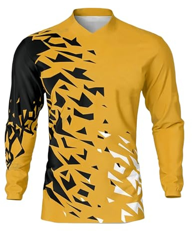 DBHDG Maglia da MTB, Uomo Magliette da Ciclismo da T-Shirt, Estivi Maniche Lunghe Traspirante Abbigliamento MTB per Bici Mountain Bike (Arancione,XXL)