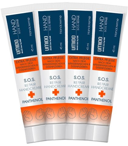 UMIDO S.O.S repair Handlotion mit Panthenol 4 Stück Set Extra Pflege nach dem Händewaschen und Desinfizieren Handcreme