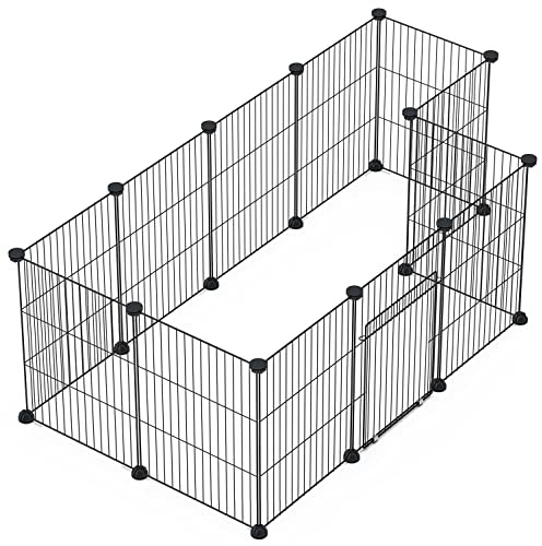 PILIN Recinto per piccoli animali, recinto per animali domestici con porta, gabbie per porcellini d'India, recinto in filo metallico portatile per interni ed esterni 43x32 12pz