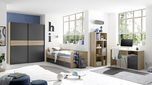 Jugendzimmer Liam Artisan Eiche und Graphit 4-teiliges Komplett Set