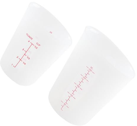 CONGARTENO 2piezas Tazas Medidoras De Silicona De Capacidad Utensilios De Cocina Para Medir Líquidos Herramienta De Repostería Escala Doble y Semi-translúcida